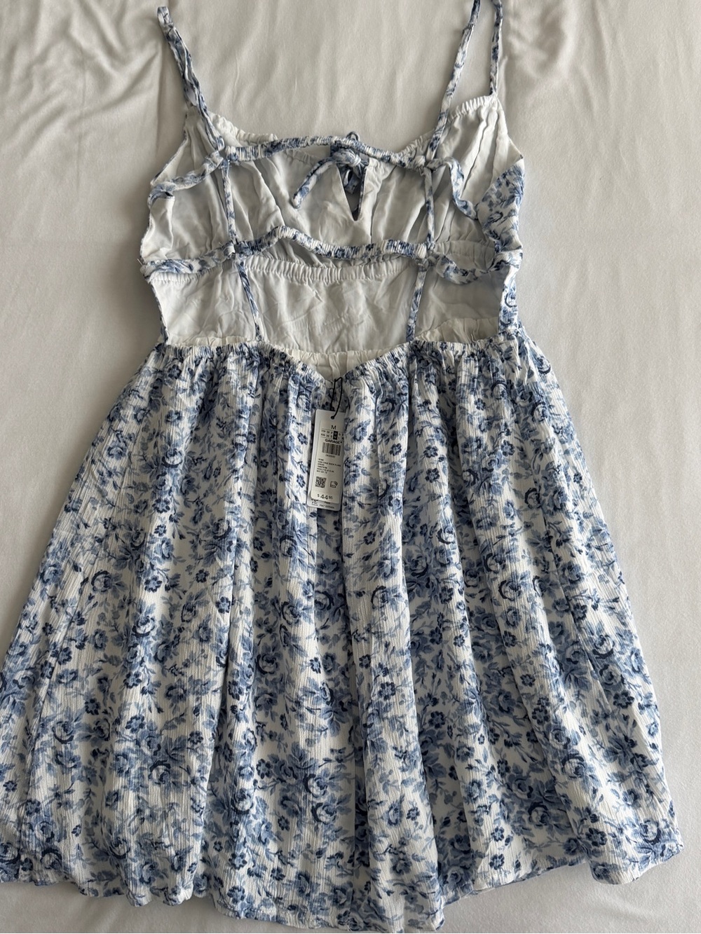 Garage White Dress with Blue Floral Straps - Picture 3 of 3